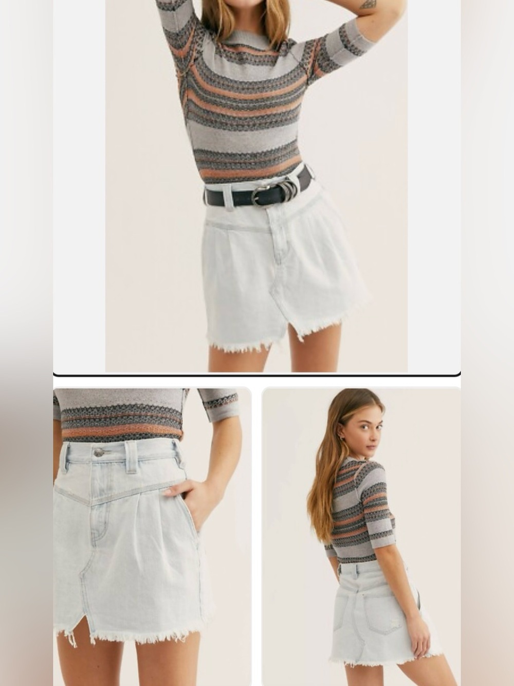 We The Free size 24 Retro Y2K Mini Denim Skirt Light Acid Wash Boho Punk Grunge